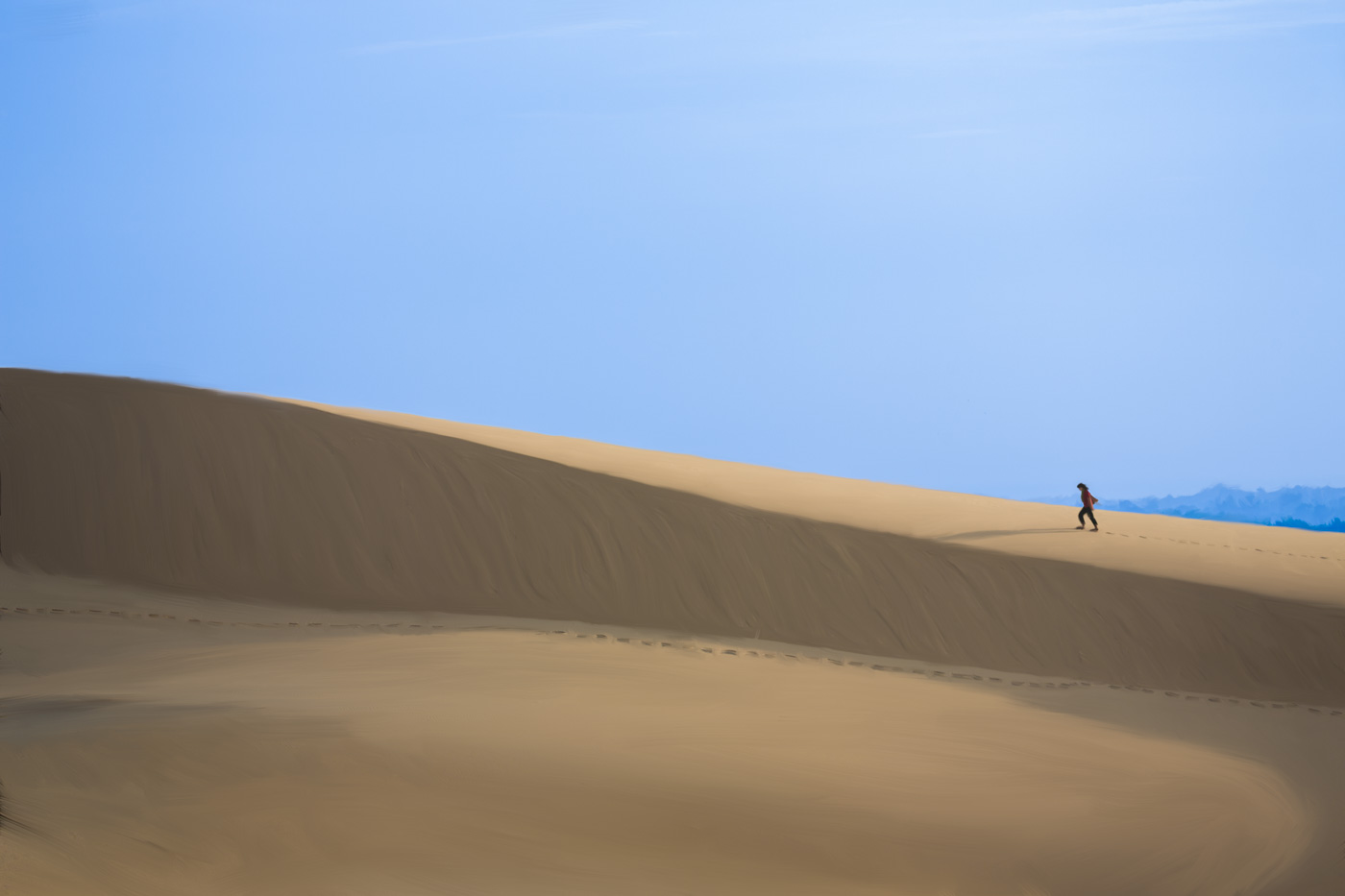 Hiker on Dunes. Mui Ne, Vietnam