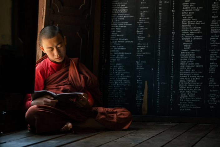 NYAUNG SHWE – JANUARY 27: Young unidentified Buddhist monk learn