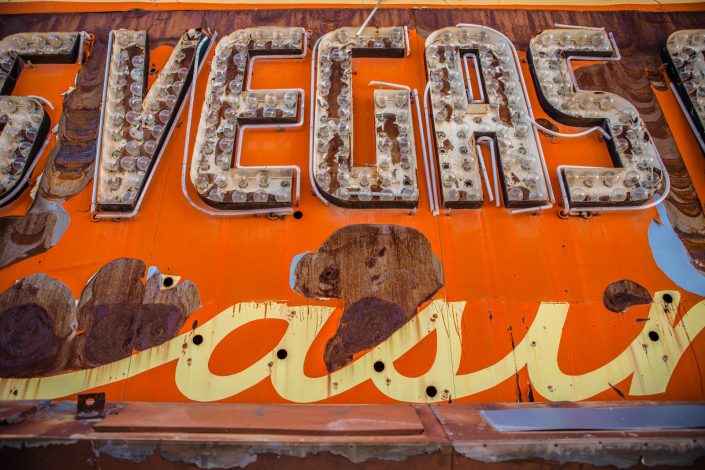 LAS VEGAS, NV – FEB 6, 2016: Old lightup and neon signs in Las V