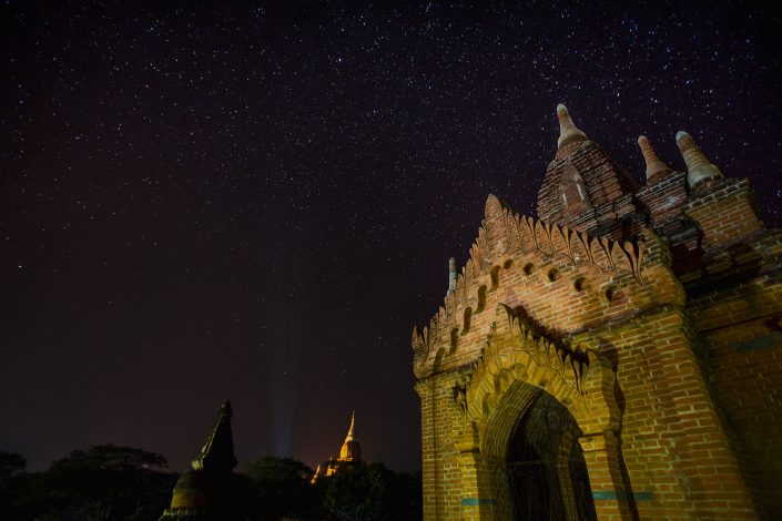 Ancient red brick temple under stars – Bagan, Myanmar