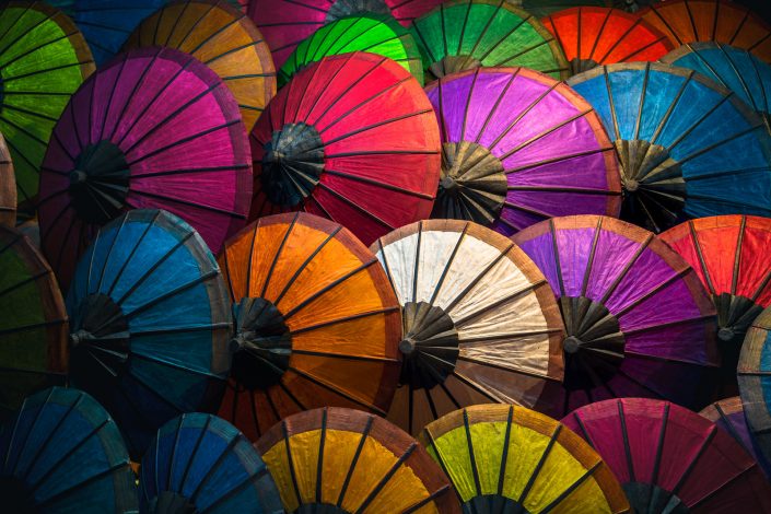 Colorful parasols at Luang Prabang Market