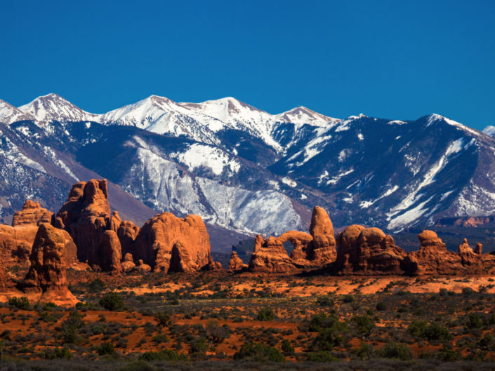 La Sal Mountains behind Arches National Park