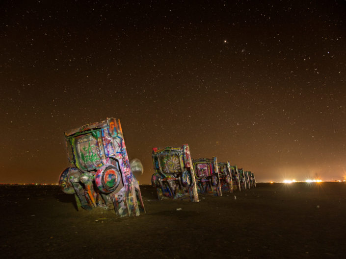 AMARILLO, TEXAS – MARCH 23, 2015: Famous art installation Cadill