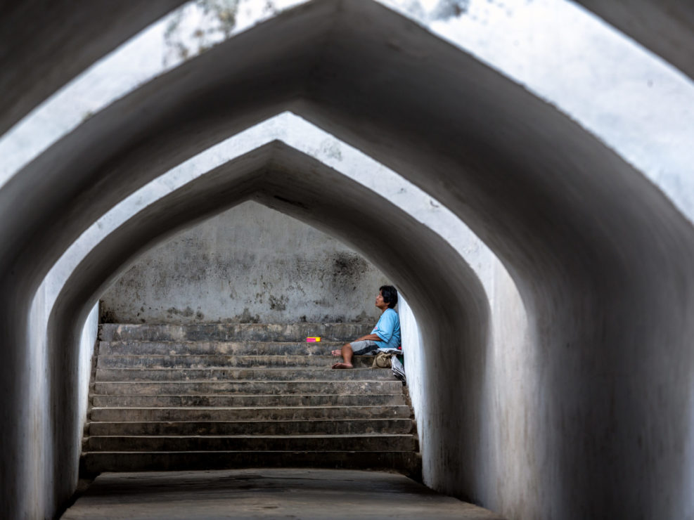 YOGYAKARTA, INDONESIA – OCT 9: Unidentified homeless person on s