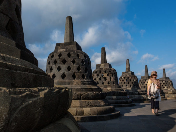 YOGYAKARTA, INDONESIA – OCT 12: unidentified woman walks through