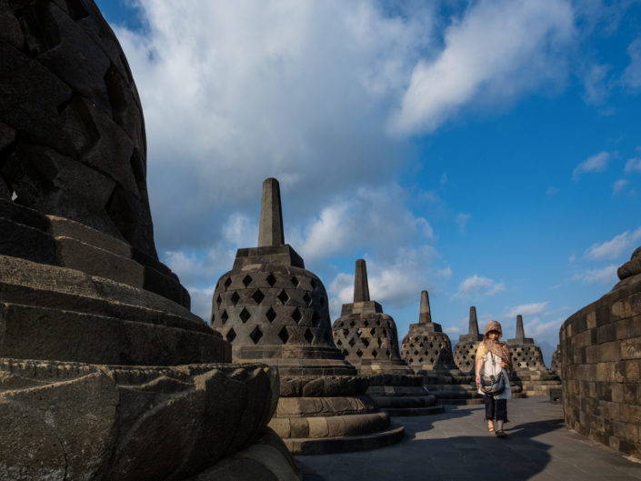 YOGYAKARTA, INDONESIA – OCT 12: unidentified woman walks through