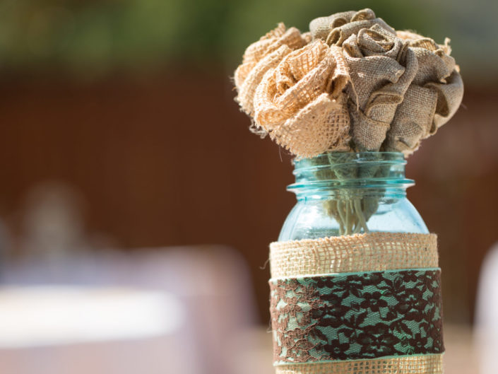 Burlap flower table decoration