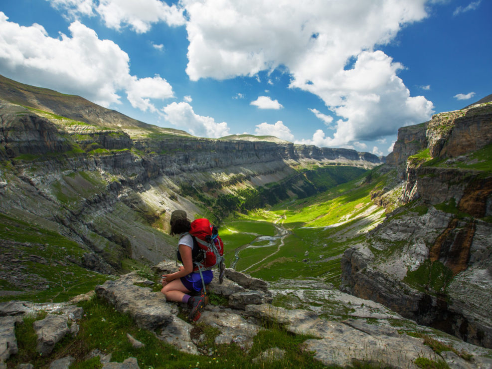 Hiker Looks Out Over Mountain View – Ordesa Y Monte Perdido, Pyrenees, Spain