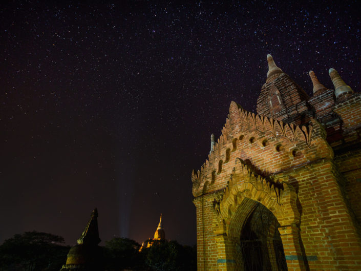 Ancient red brick temple under stars – Bagan, Myanmar