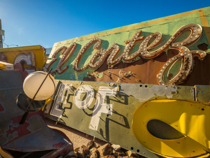 LAS VEGAS, NV – FEB 6, 2016: Old lightup and neon signs in Las V