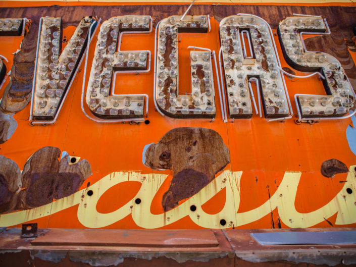 LAS VEGAS, NV – FEB 6, 2016: Old lightup and neon signs in Las V