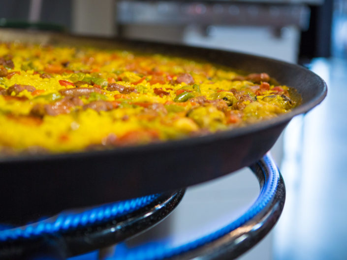 Fresh paella being cooked