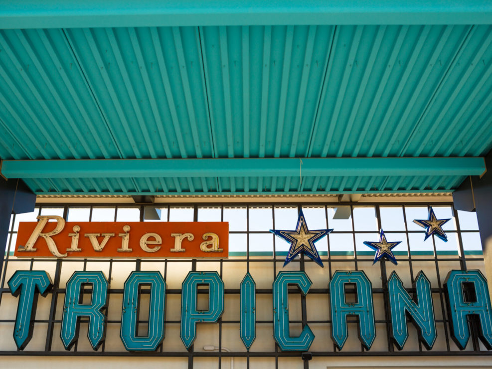 LAS VEGAS, NV – FEB 6, 2016: Old lightup and neon signs in Las V