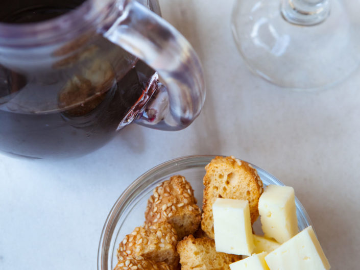 Wine and Cheese Snack at Cafe