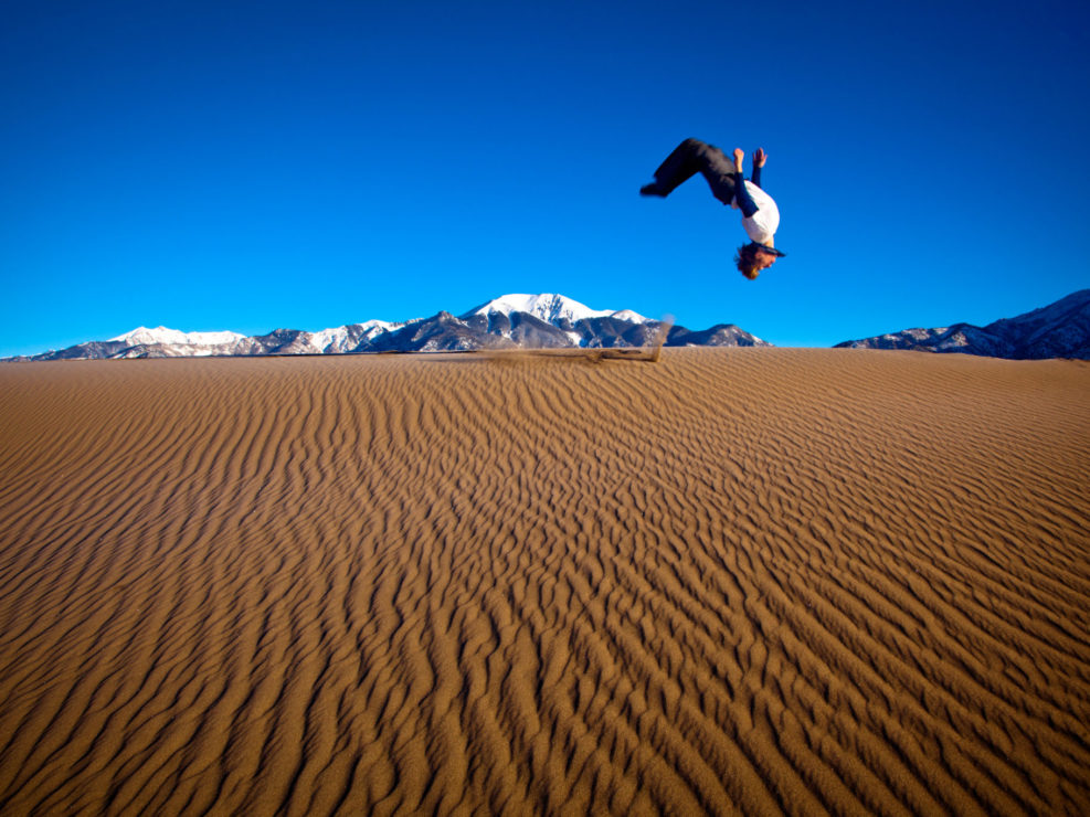 Man Does Backflip at Great Sand Dunes