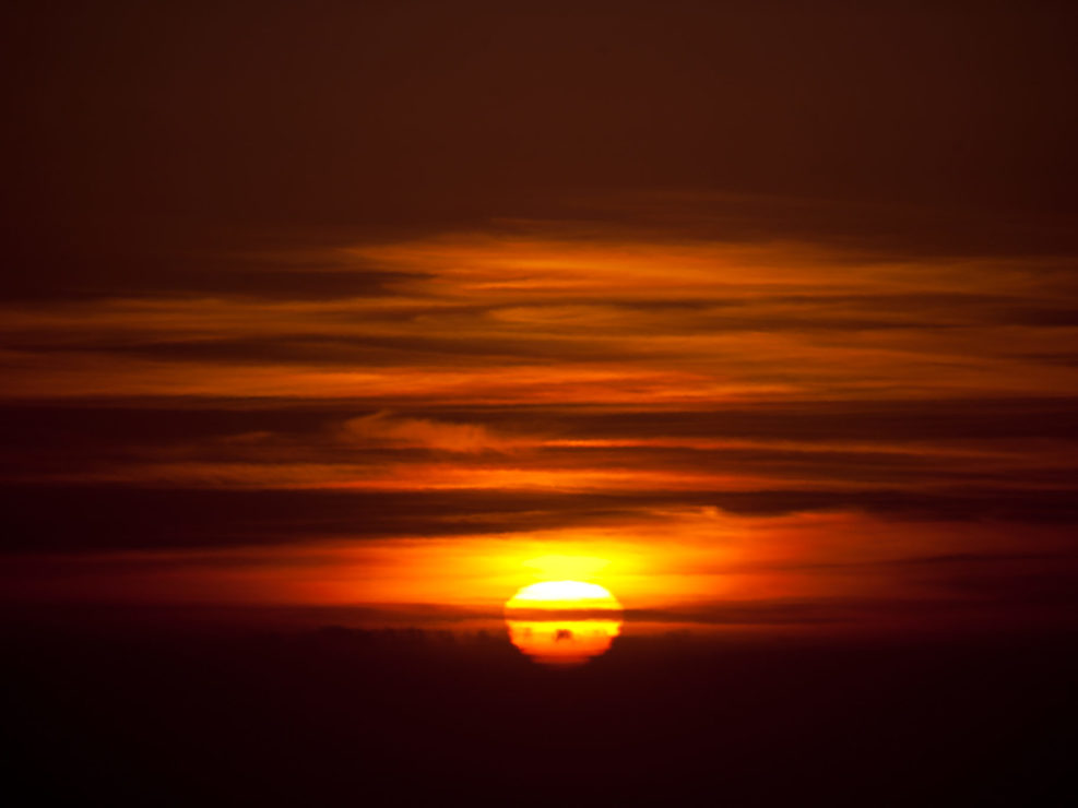 Beautiful Orange Sunset Over Ocean