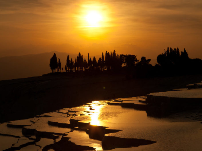 Pamukkale Travertines at Sunset, Turkey