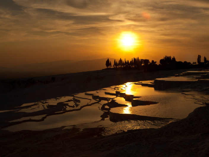 Pamukkale Travertines at Sunset, Turkey