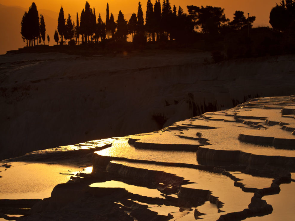 Pamukkale Travertines at Sunset, Turkey