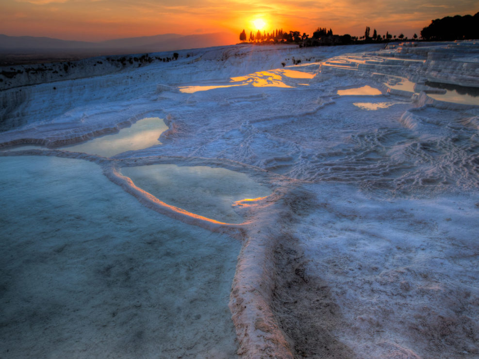 Pamukkale Travertines at Sunset, Turkey