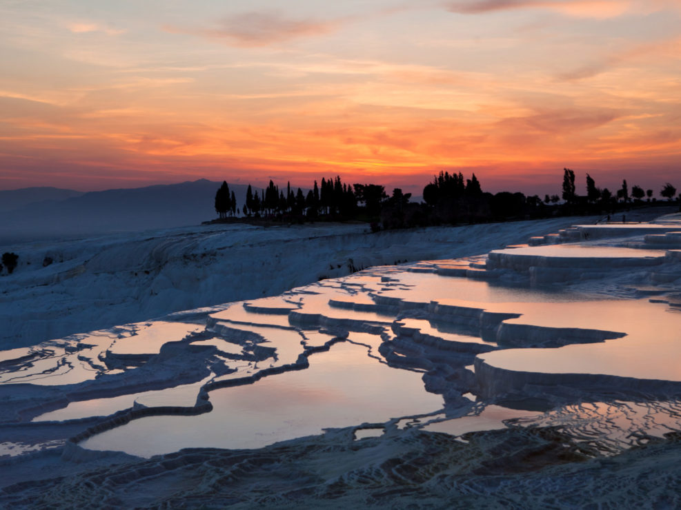 Pamukkale Travertines at Sunset, Turkey