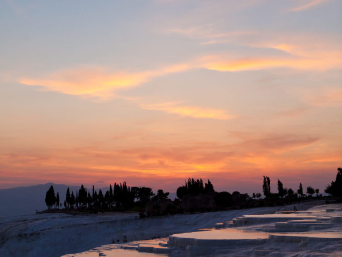 Pamukkale Travertines at Sunset, Turkey