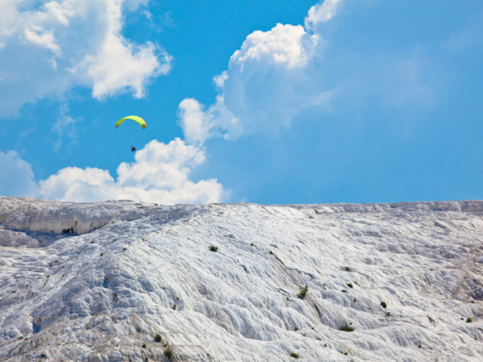 Paraglider over Pamukkale Travertines – Turkey