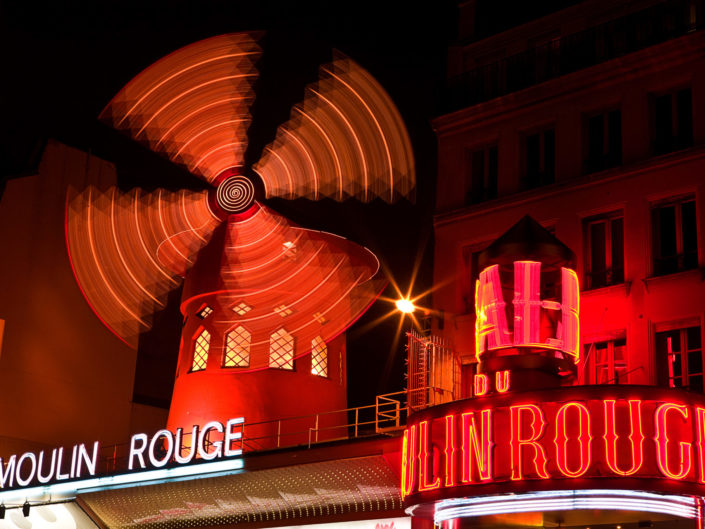 Moulin Rouge Windmill at Night